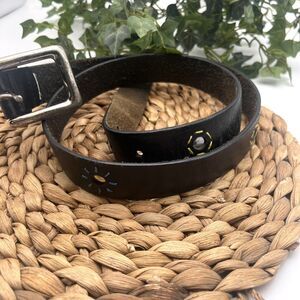 Xhilaration Vintage Genuine Leather Y2K Mirrored Belt 42“